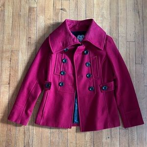 Esprit Red Wool Blend Pea Coat - Size S